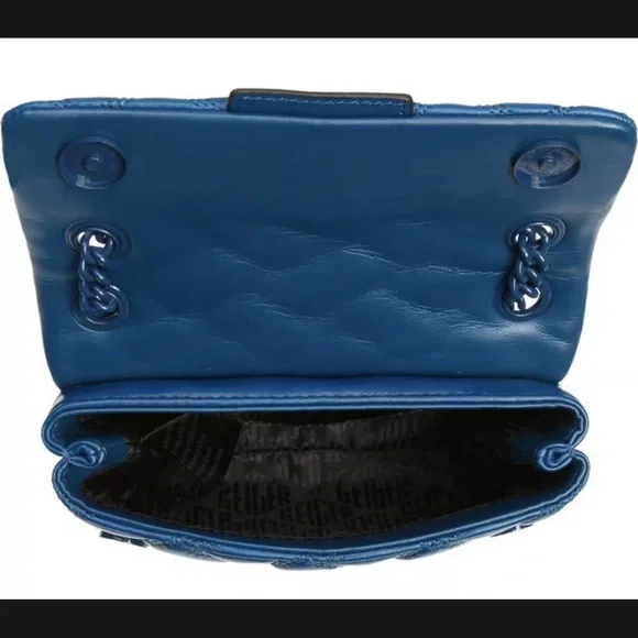 Kurt Geiger London Mini Kensington Leather Drench Blue Convertible Crossbody Bag - Picture 6 of 8